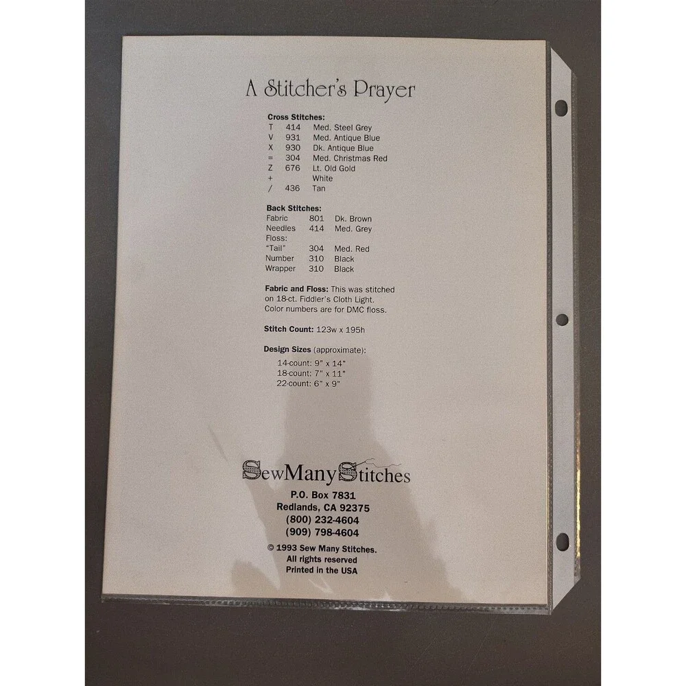 SewManyStitches A Stitcher’s Prayer I Counted Cross Stitch Pattern Leaflet Chart